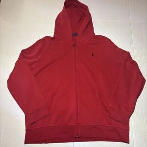 Vintage Polo Ralph Lauren Mens Full Zip Hoodie Sweatshirt Size 2XL  Red